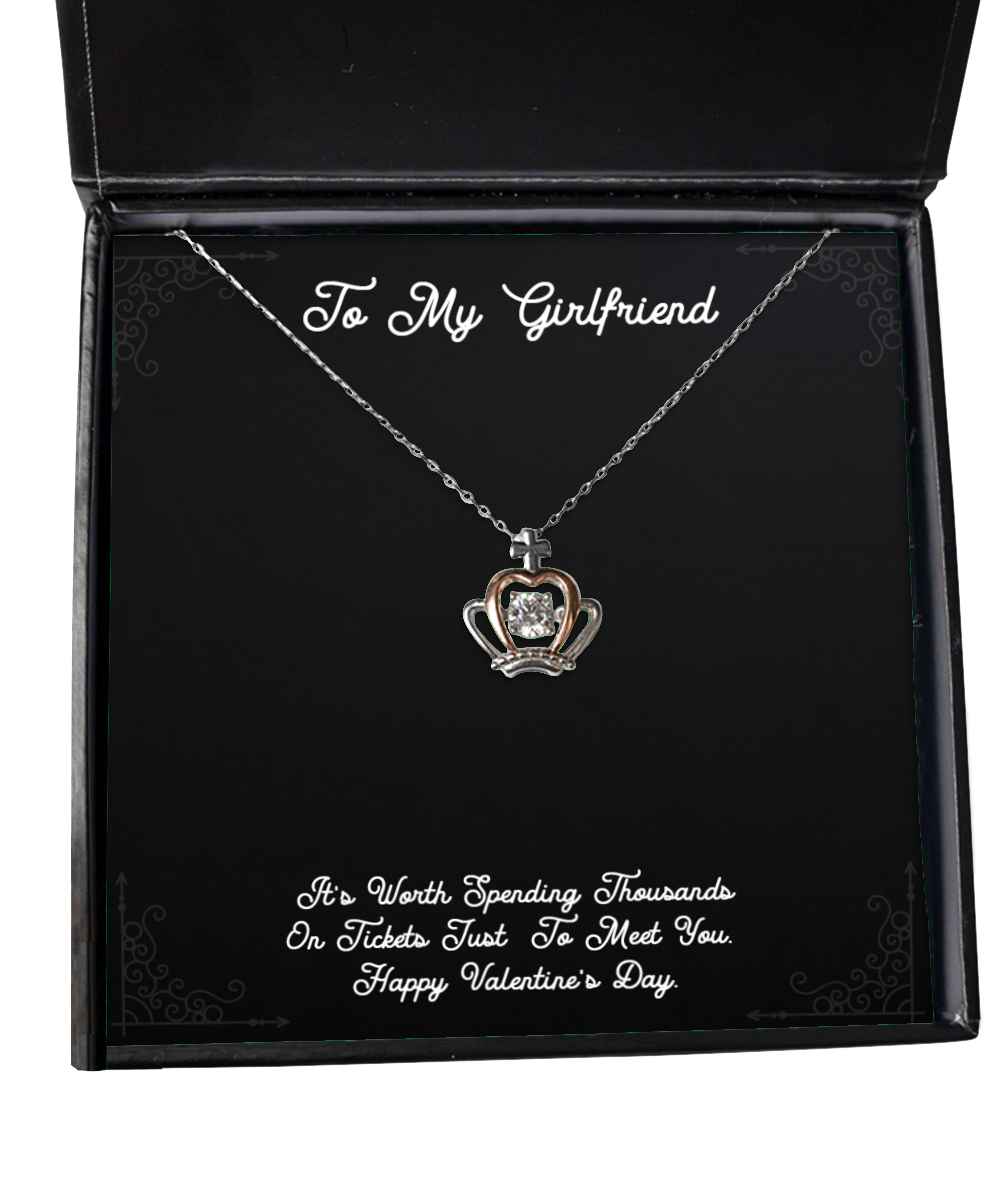 To My Girlfriend, Just To Meet You, Crown Pendant Necklace For Women, Valentines Day Gifts From Boyfriend