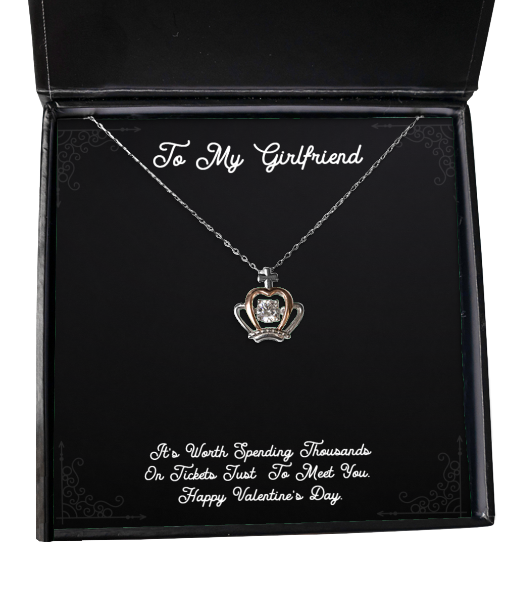 To My Girlfriend, Just To Meet You, Crown Pendant Necklace For Women, Valentines Day Gifts From Boyfriend