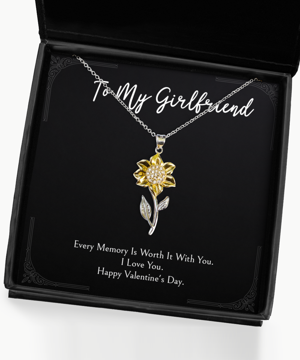 To My Girlfriend, Every Memory, Sunflower Pendant Necklace For Women, Valentines Day Gifts From Boyfriend