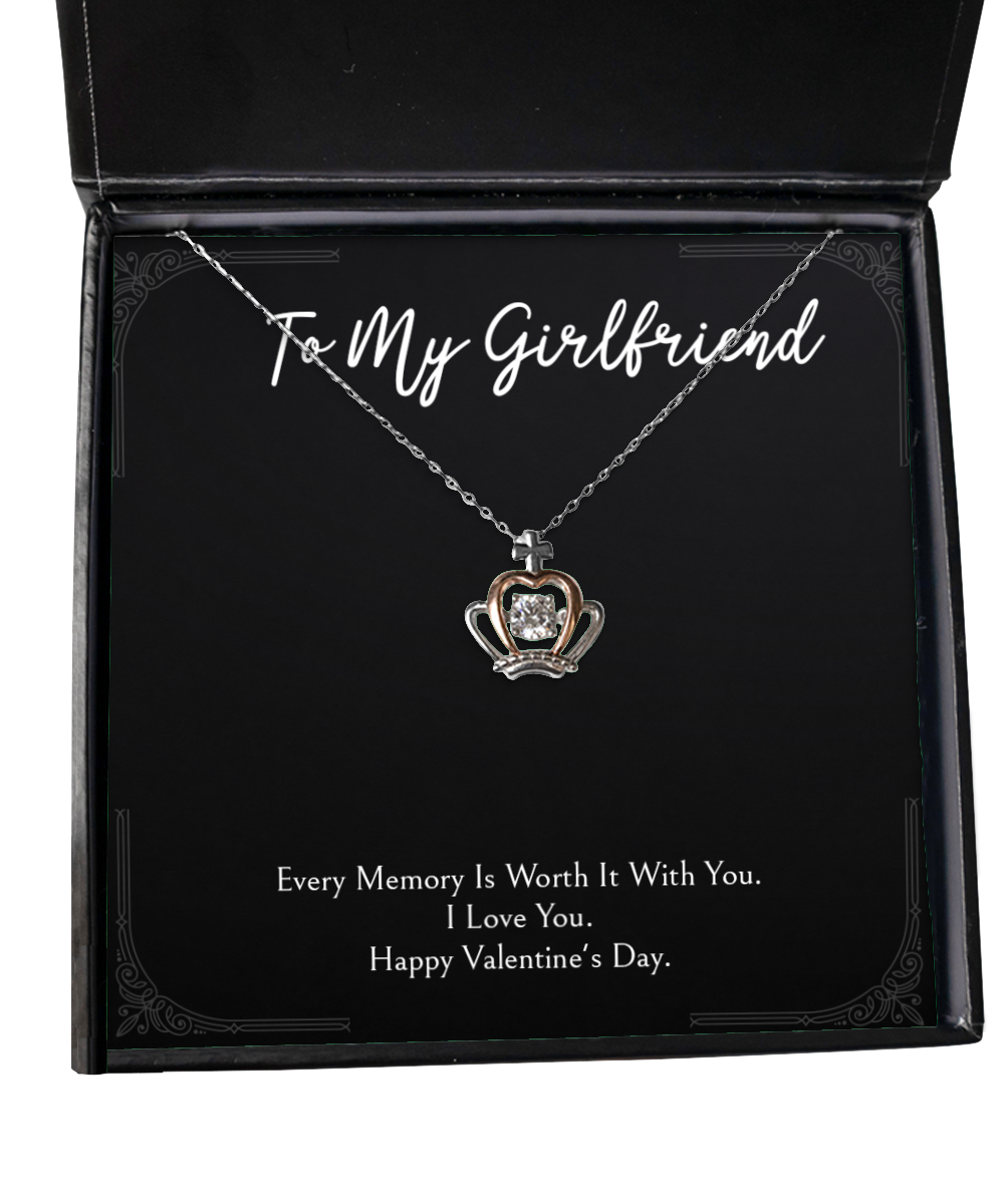 To My Girlfriend, Every Memory, Crown Pendant Necklace For Women, Valentines Day Gifts From Boyfriend
