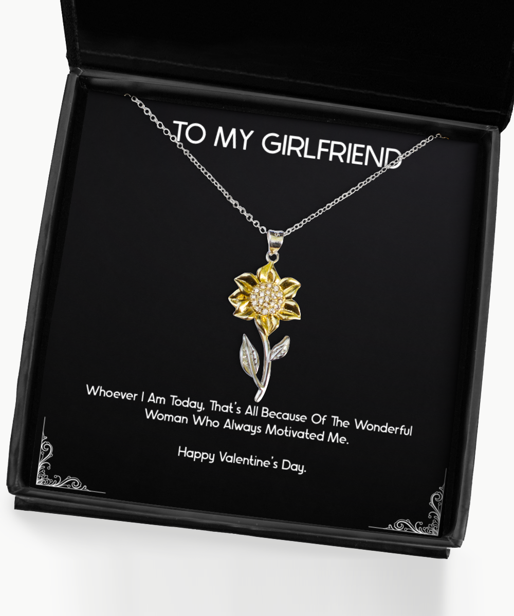 To My Girlfriend, Always Motivated, Sunflower Pendant Necklace For Women, Valentines Day Gifts From Boyfriend
