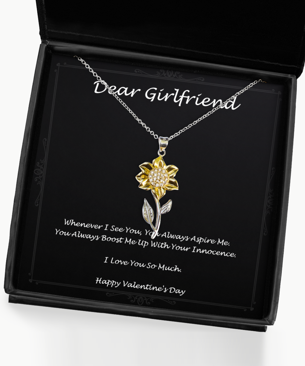 To My Girlfriend, Always Aspire Me, Sunflower Pendant Necklace For Women, Valentines Day Gifts From Boyfriend