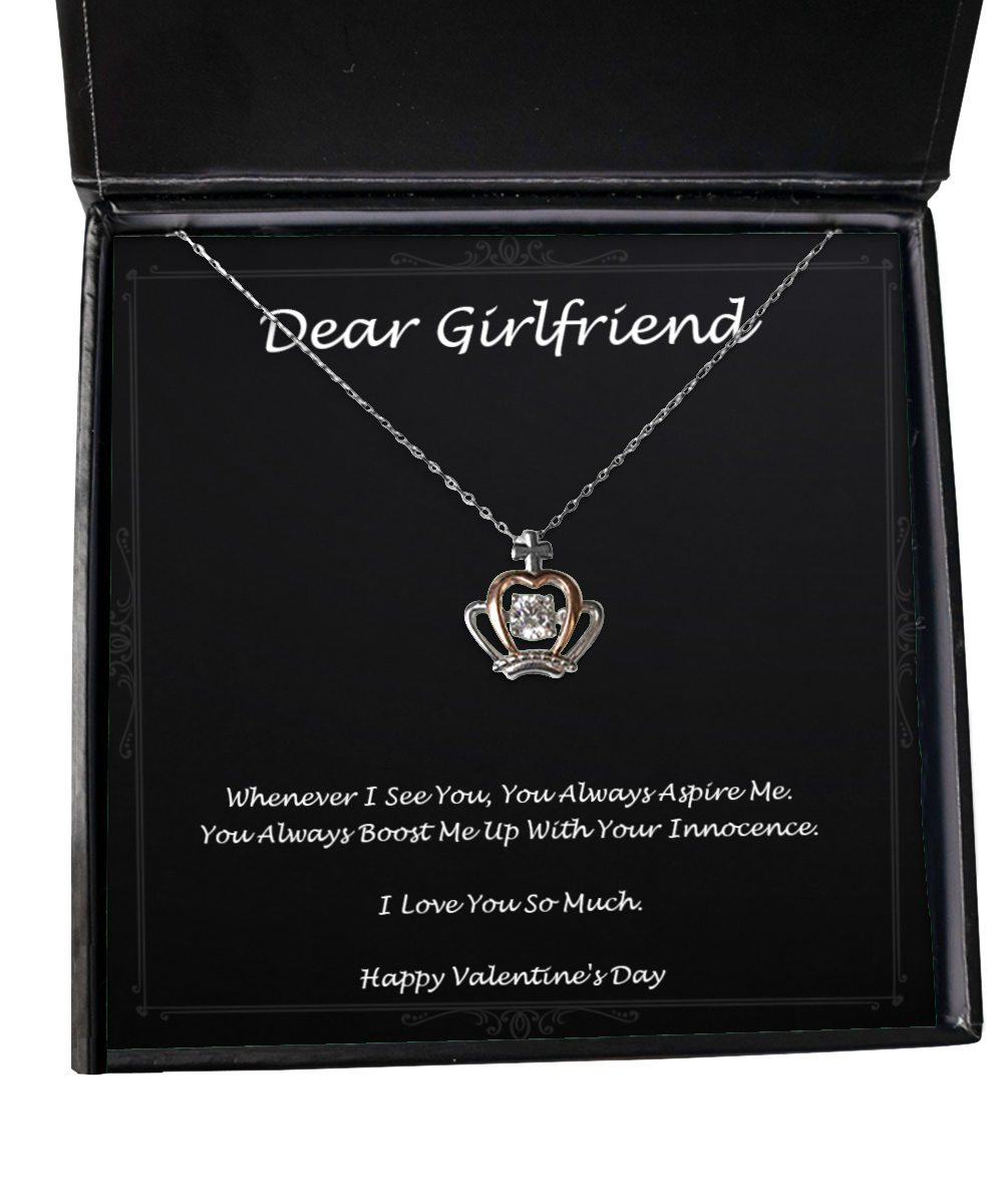 To My Girlfriend, Always Aspire Me, Crown Pendant Necklace For Women, Valentines Day Gifts From Boyfriend