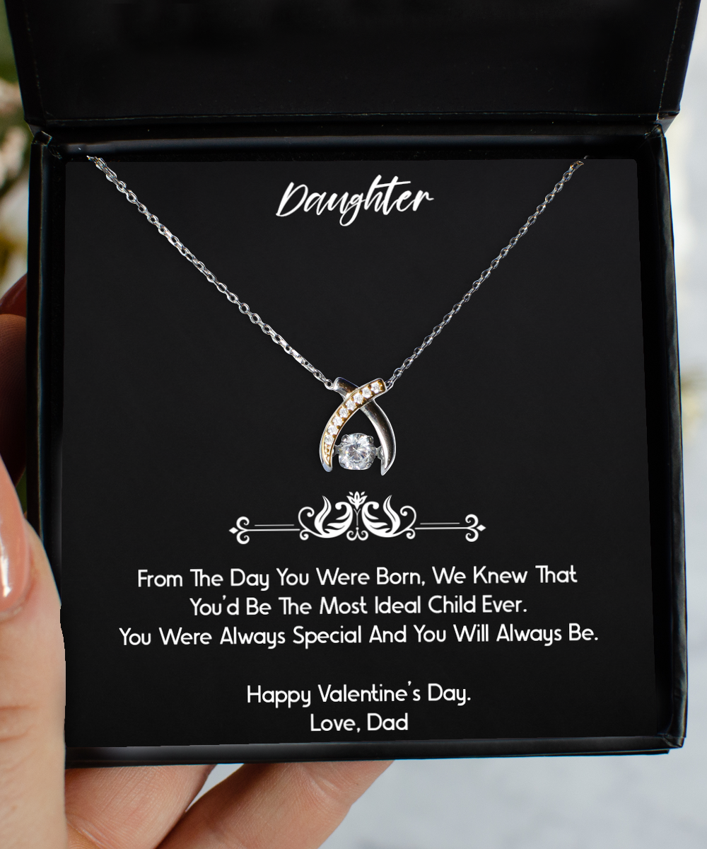 To My Daughter  Gifts, You Were Always Special, Wishbone Dancing Neckace For Women, Valentines Day Jewelry Gifts From Dad