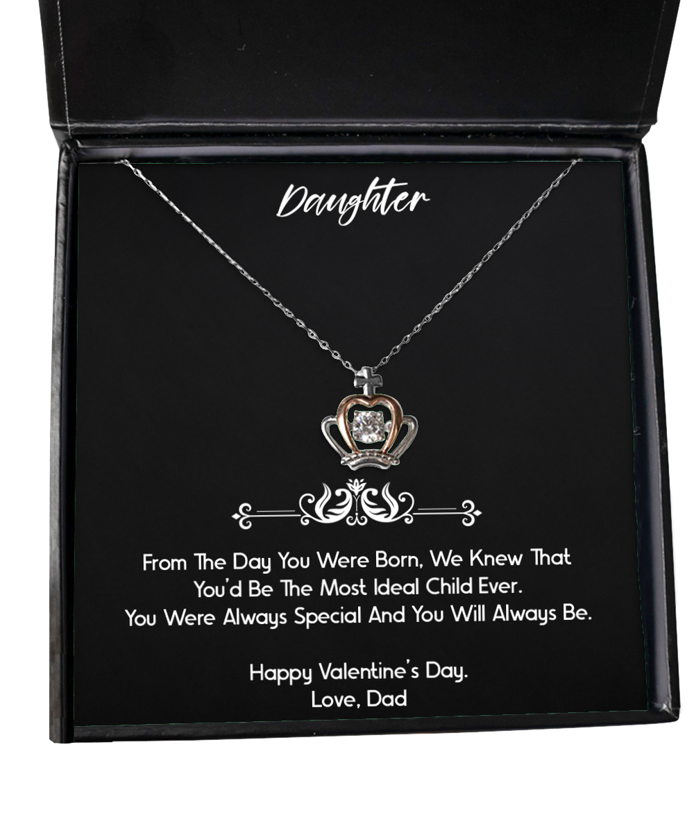 To My Daughter  Gifts, You Were Always Special, Crown Pendant Necklace For Women, Valentines Day Jewelry Gifts From Dad