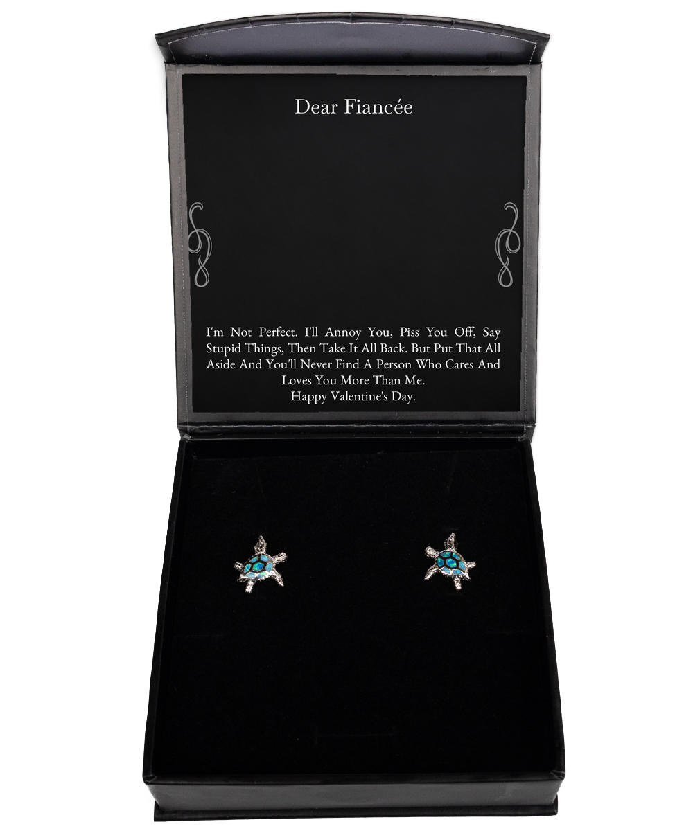 To My Fiancée Gifts, I'm Not Perfect, Opal Turtle Earrings For Women, Valentines Day Jewelry Gifts From Fiancé