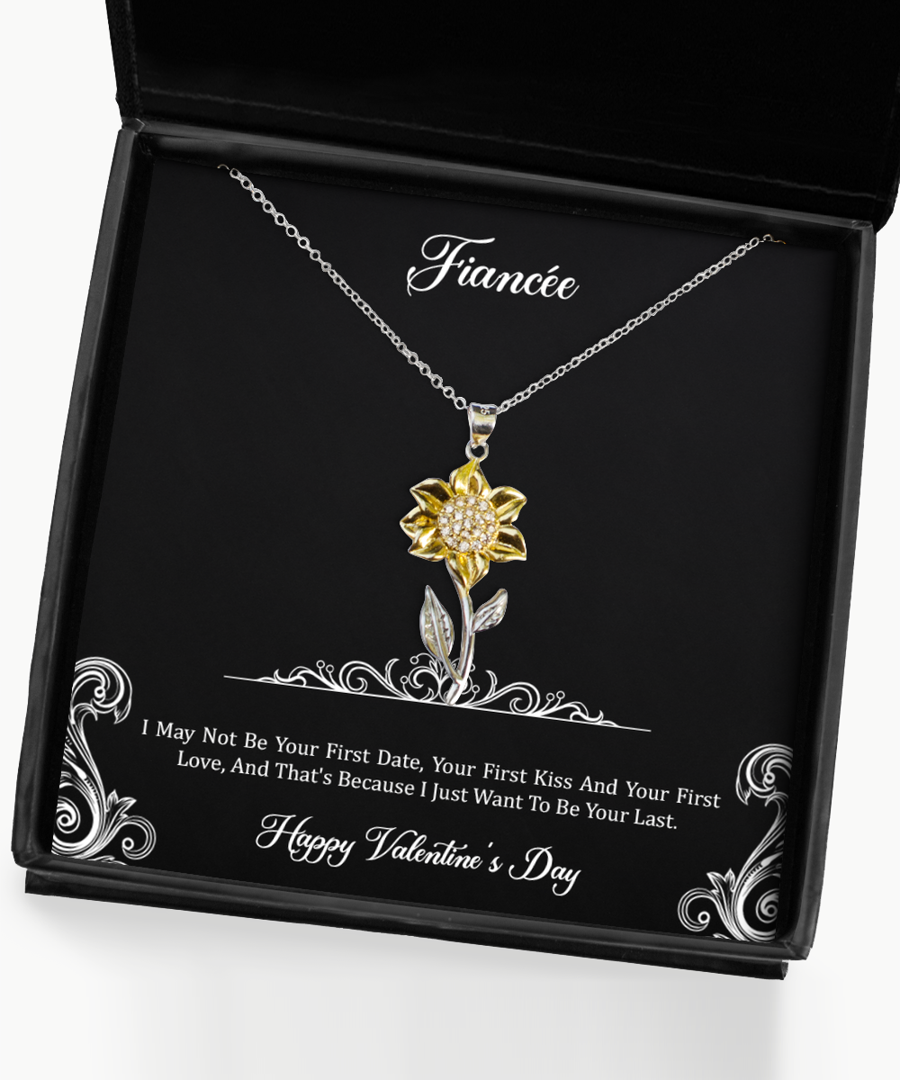 To My Fiancée, Your First Love, Sunflower Pendant Necklace For Women, Valentines Day Gifts From Fiancé