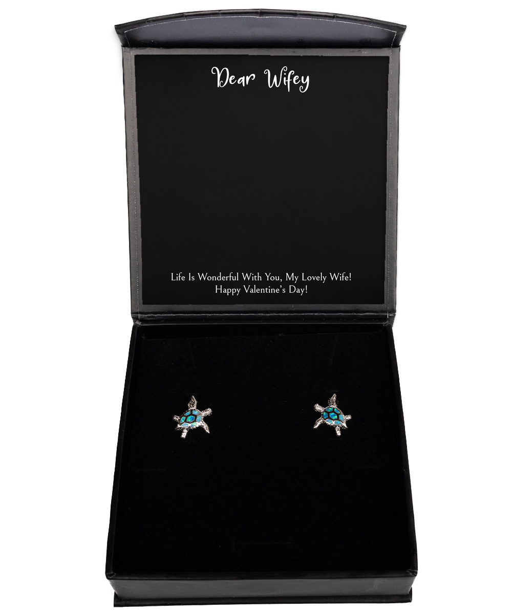 To My Wife, My Lovely Wife, Opal Turtle Earrings For Women, Valentines Day Gifts From Husband