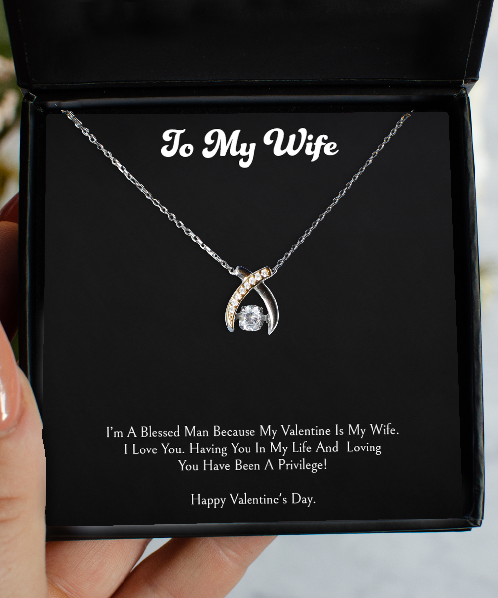 To My Wife, Having You In My Life, Wishbone Dancing Necklace For Women, Valentines Day Gifts From Husband