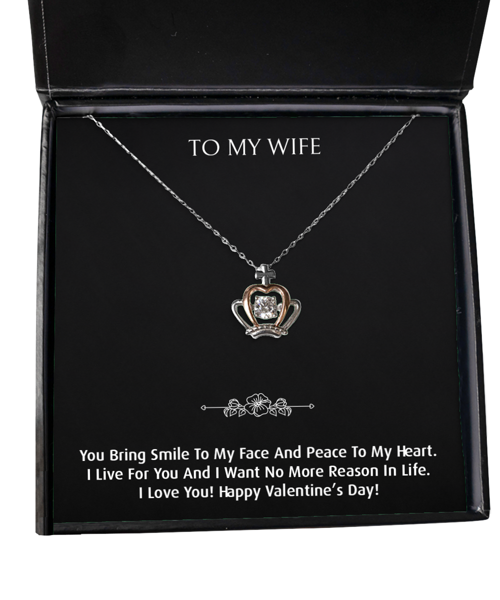 To My Wife, You Bring Smile, Crown Pendant Necklace For Women, Valentines Day Gifts From Husband