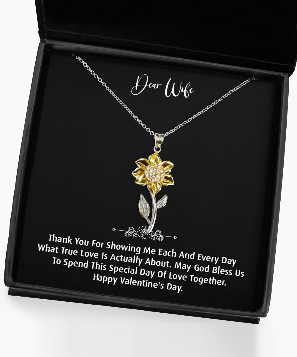 To My Wife, This Special Day, Sunflower Pendant Necklace For Women, Valentines Day Gifts From Husband