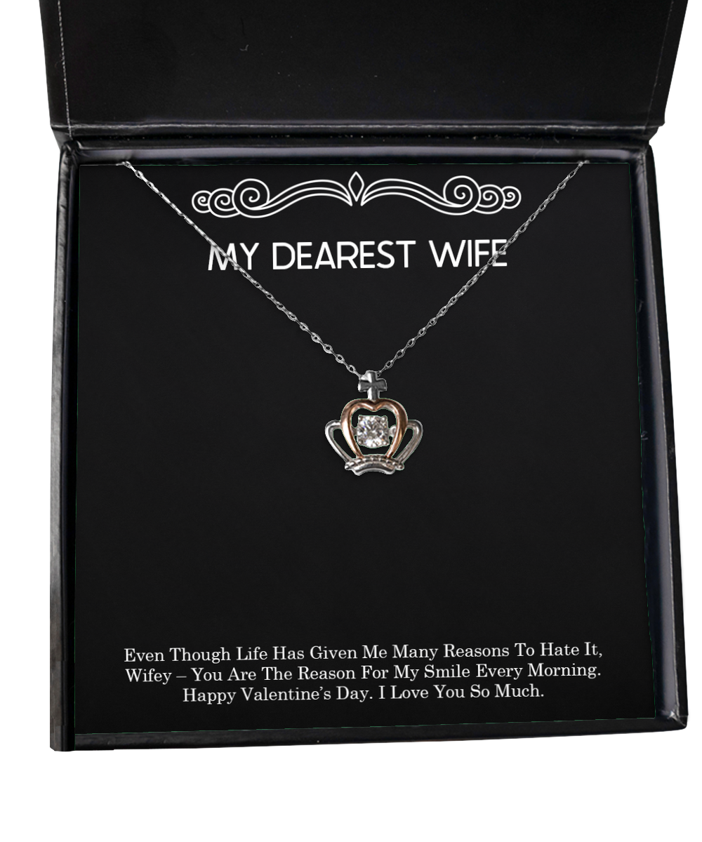To My Wife, You Are The Reason, Crown Pendant Necklace For Women, Valentines Day Gifts From Husband