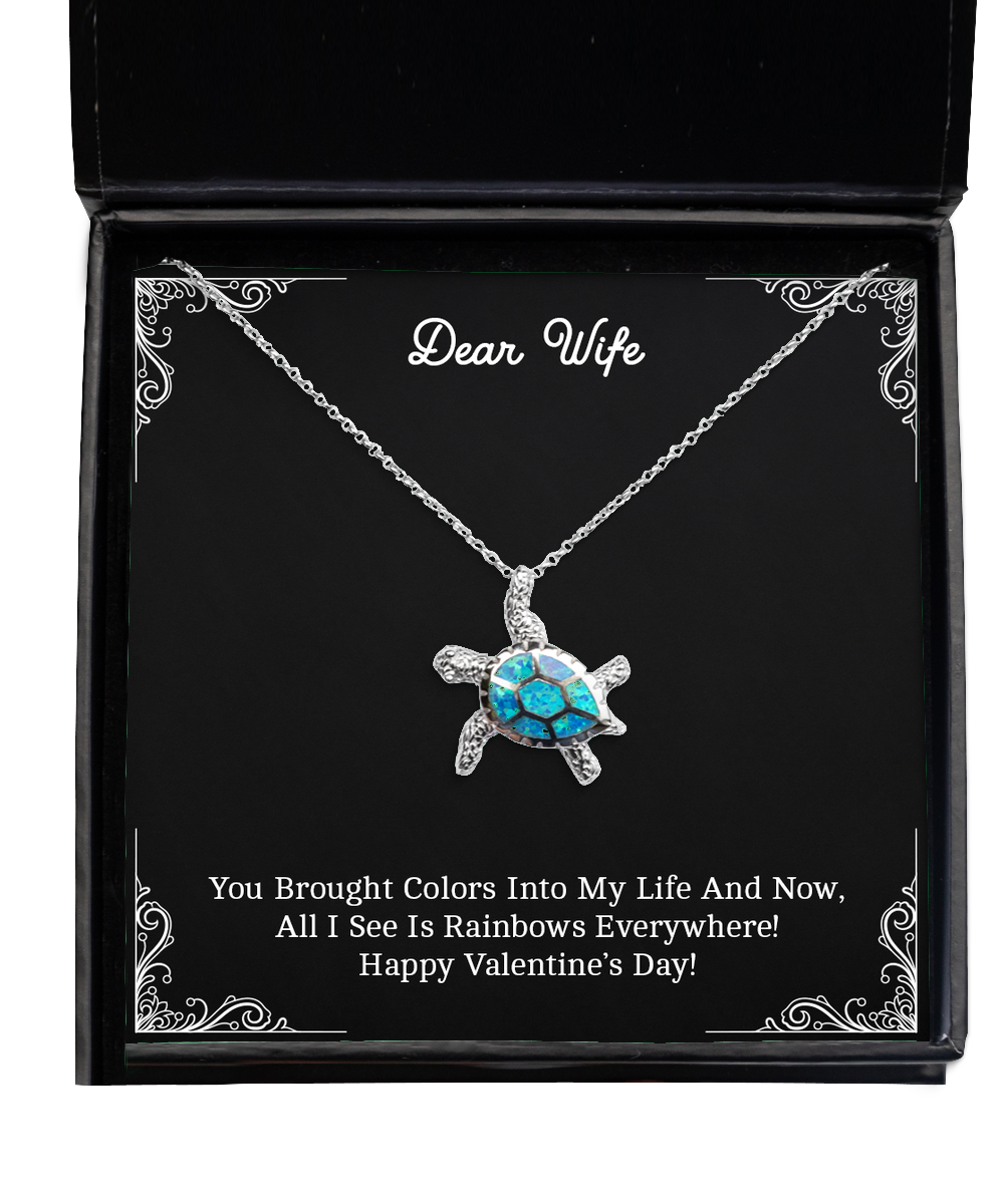 To My Wife, My Life, Opal Turtle Necklace For Women, Valentines Day Gifts From Husband