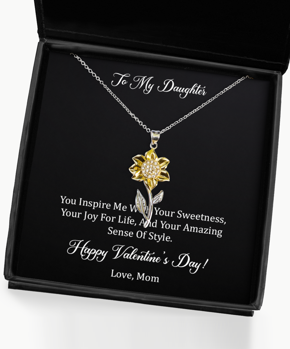 To My Daughter Gifts, Your Amazing, Sunflower Pendant Necklace For Women, Valentines Day Jewelry Gifts From Mom