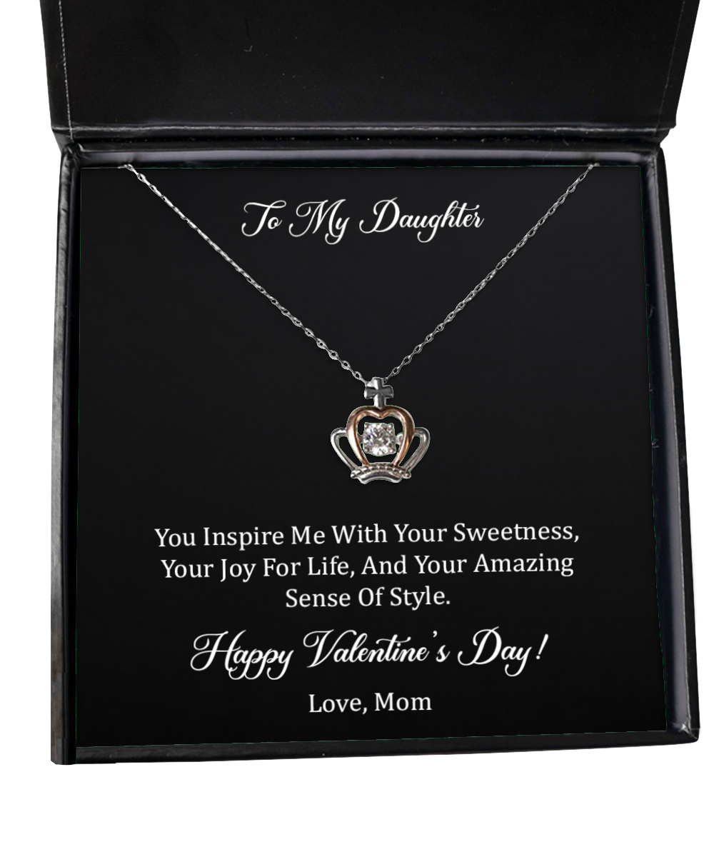To My Daughter Gifts, Your Amazing, Crown Pendant Necklace For Women, Valentines Day Jewelry Gifts From Mom