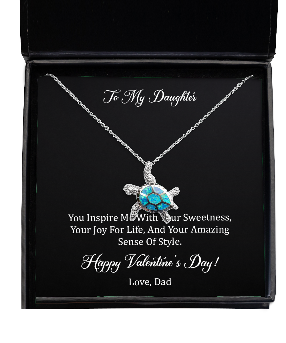 To My Daughter Gifts, Your Amazing, Opal Turtle Necklace For Women, Valentines Day Jewelry Gifts From Dad