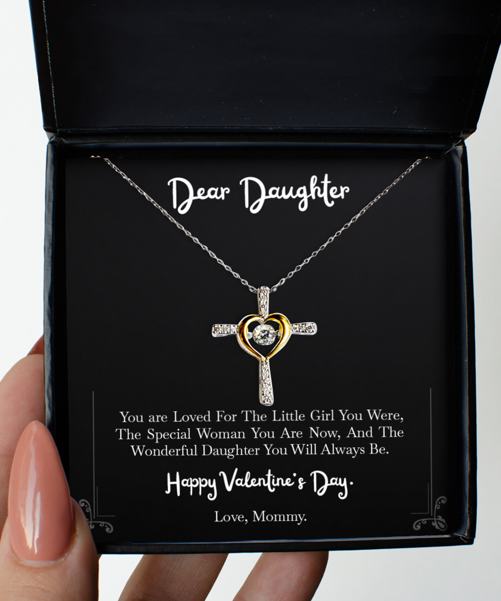 To My Daughter Gifts, Wonderful Daughter, Cross Dancing Necklace For Women, Valentines Day Jewelry Gifts From Mom