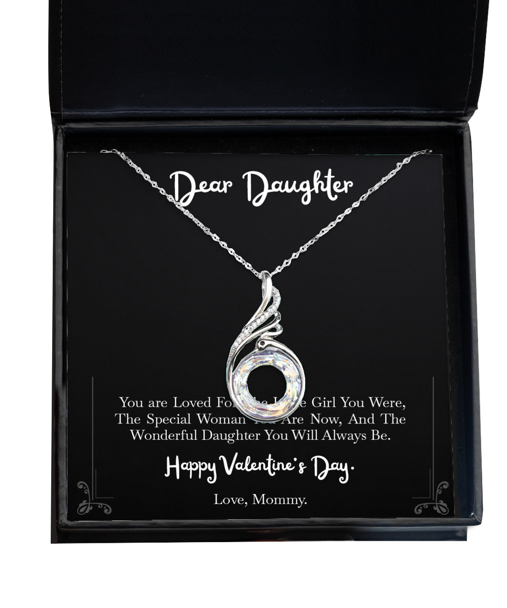 To My Daughter Gifts, Wonderful Daughter, Rising Phoenix Necklace For Women, Valentines Day Jewelry Gifts From Mom