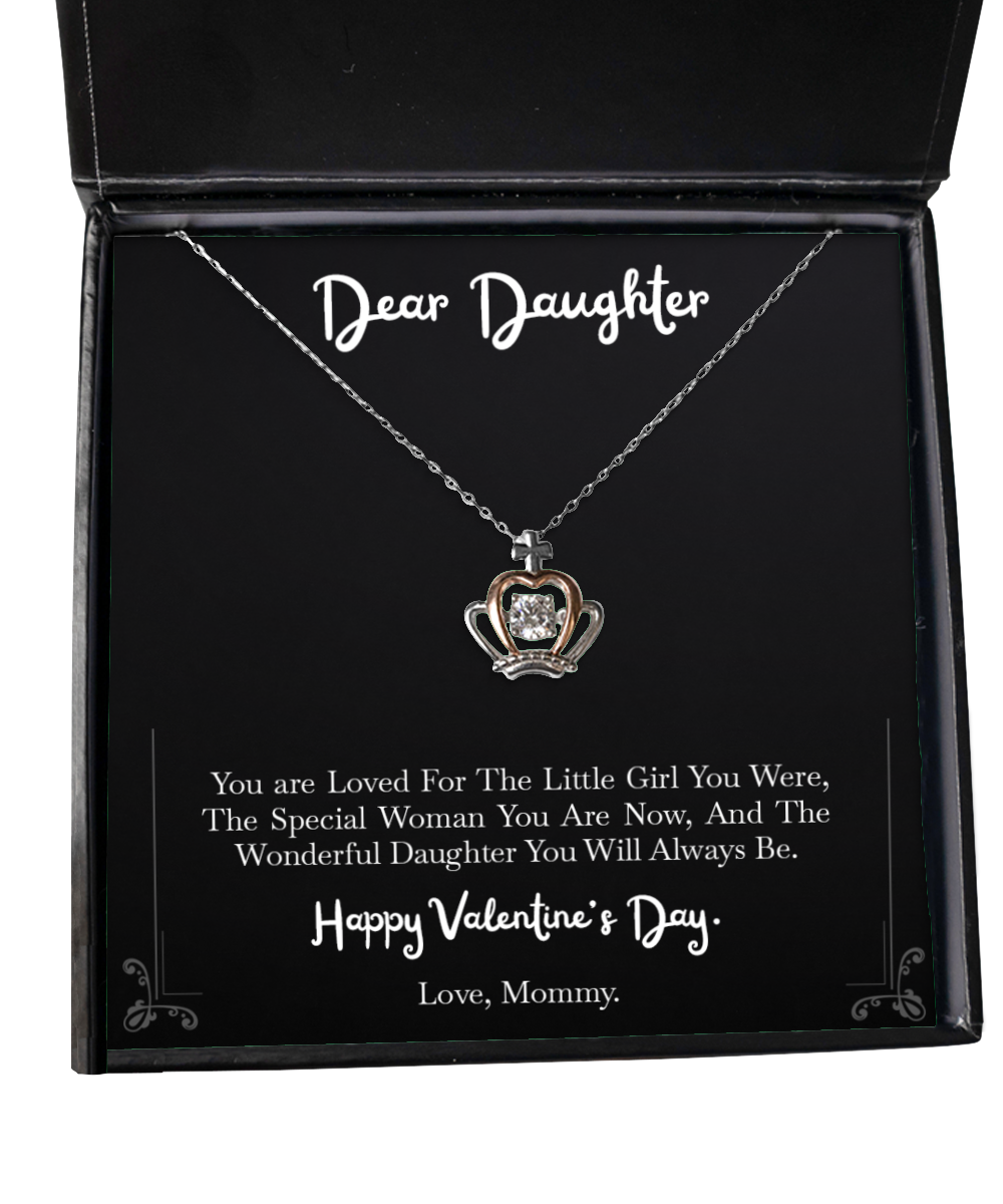 To My Daughter Gifts, Wonderful Daughter, Crown Pendant Necklace For Women, Valentines Day Jewelry Gifts From Mom