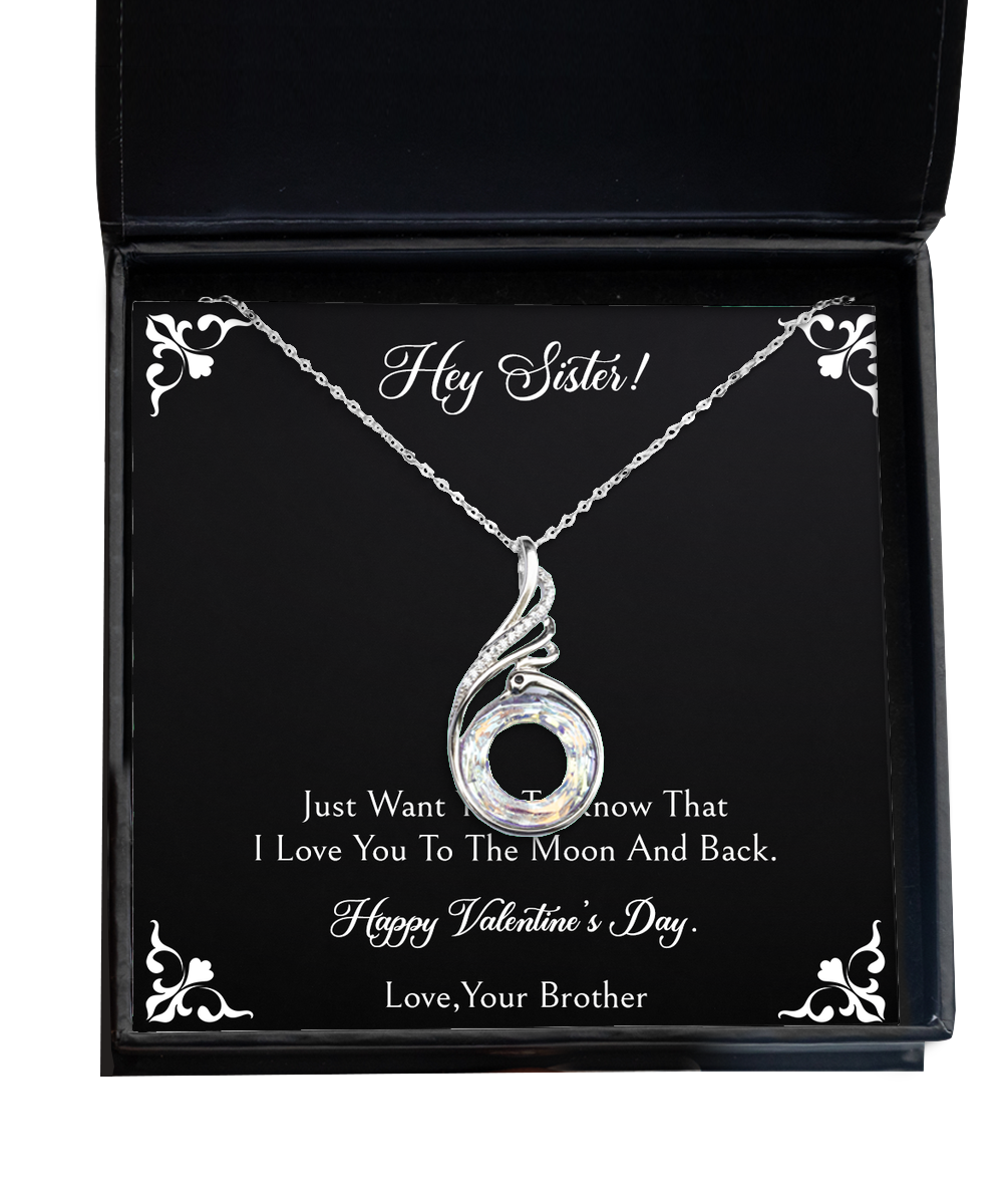 To My Sister Gifts, To The Moon And Back, Rising Phoenix Necklace For Women, Valentines Day Jewelry Gifts From Brother