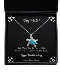 Load image into Gallery viewer, To My Sister Gifts, To The Moon And Back, Opal Turtle Necklace For Women, Valentines Day Jewelry Gifts From Sister

