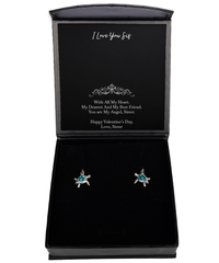 Load image into Gallery viewer, To My Sister Gifts, You are My Angel, Opal Turtle Earrings For Women, Valentines Day Jewelry Gifts From Sister
