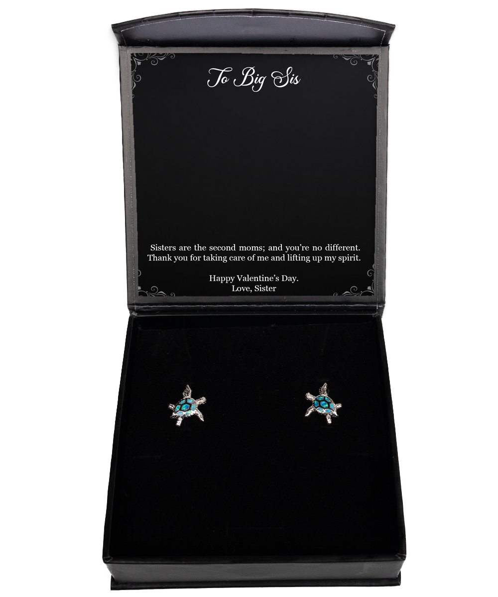 To My Sister Gifts, Second Moms, Opal Turtle Earrings For Women, Valentines Day Jewelry Gifts From Sister