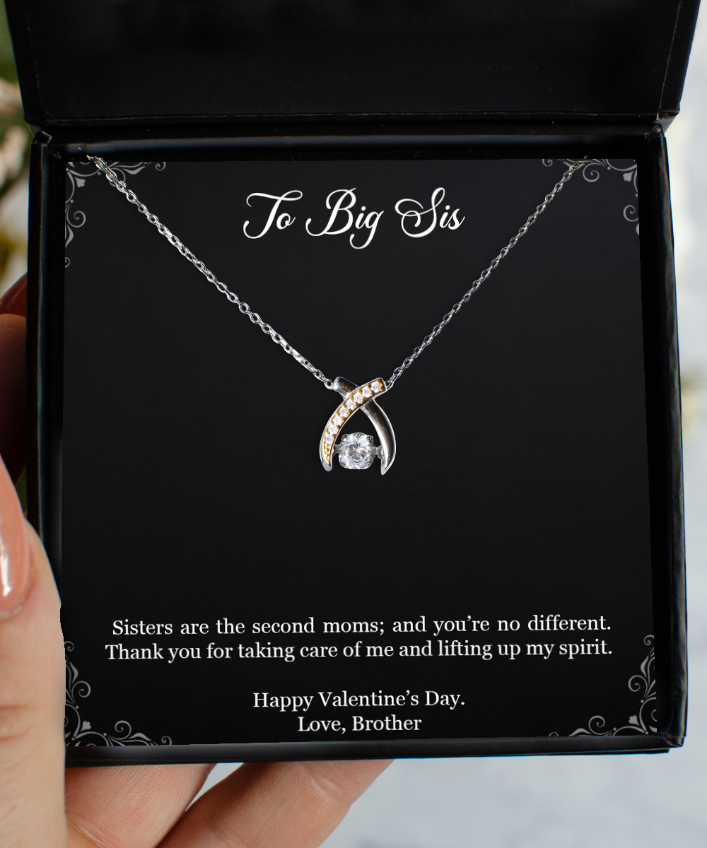 To My Sister Gifts, Second Moms, Wishbone Dancing Necklace For Women, Valentines Day Jewelry Gifts From Brother