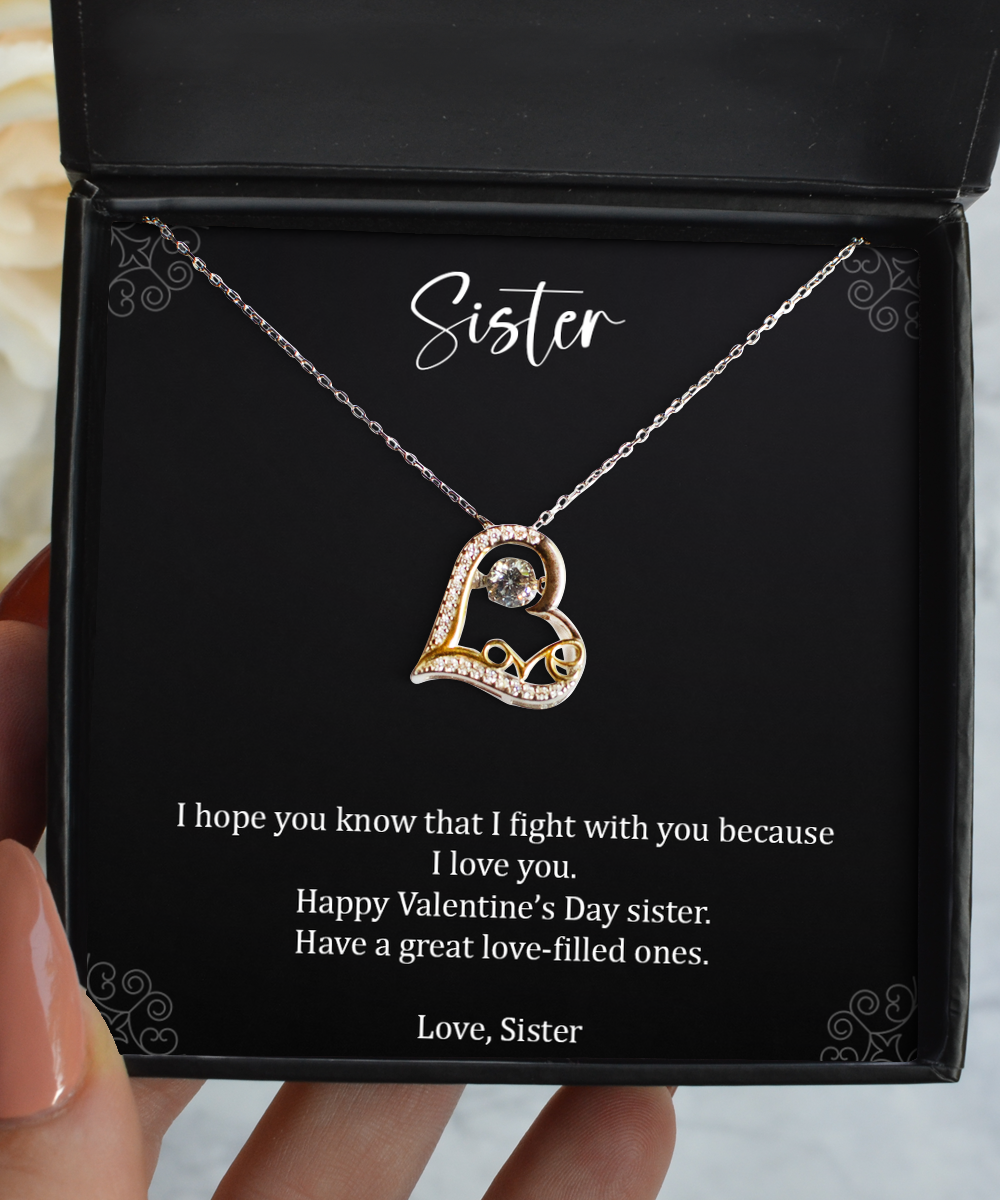 To My Sister Gifts, Because I Love You, Love Dancing Necklace For Women, Valentines Day Jewelry Gifts From Sister