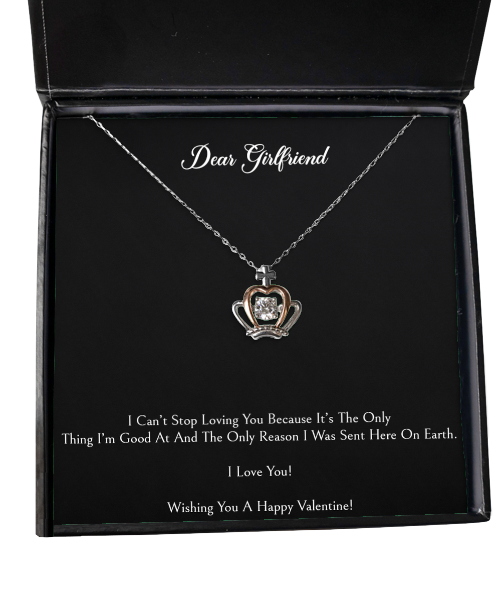 To My Girlfriend, I Can’t Stop Loving You, Crown Pendant Necklace For Women, Valentines Day Gifts From Boyfriend