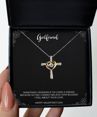 Load image into Gallery viewer, To My Girlfriend, Living A Dream, Cross Dancing Necklace For Women, Valentines Day Gifts From Boyfriend
