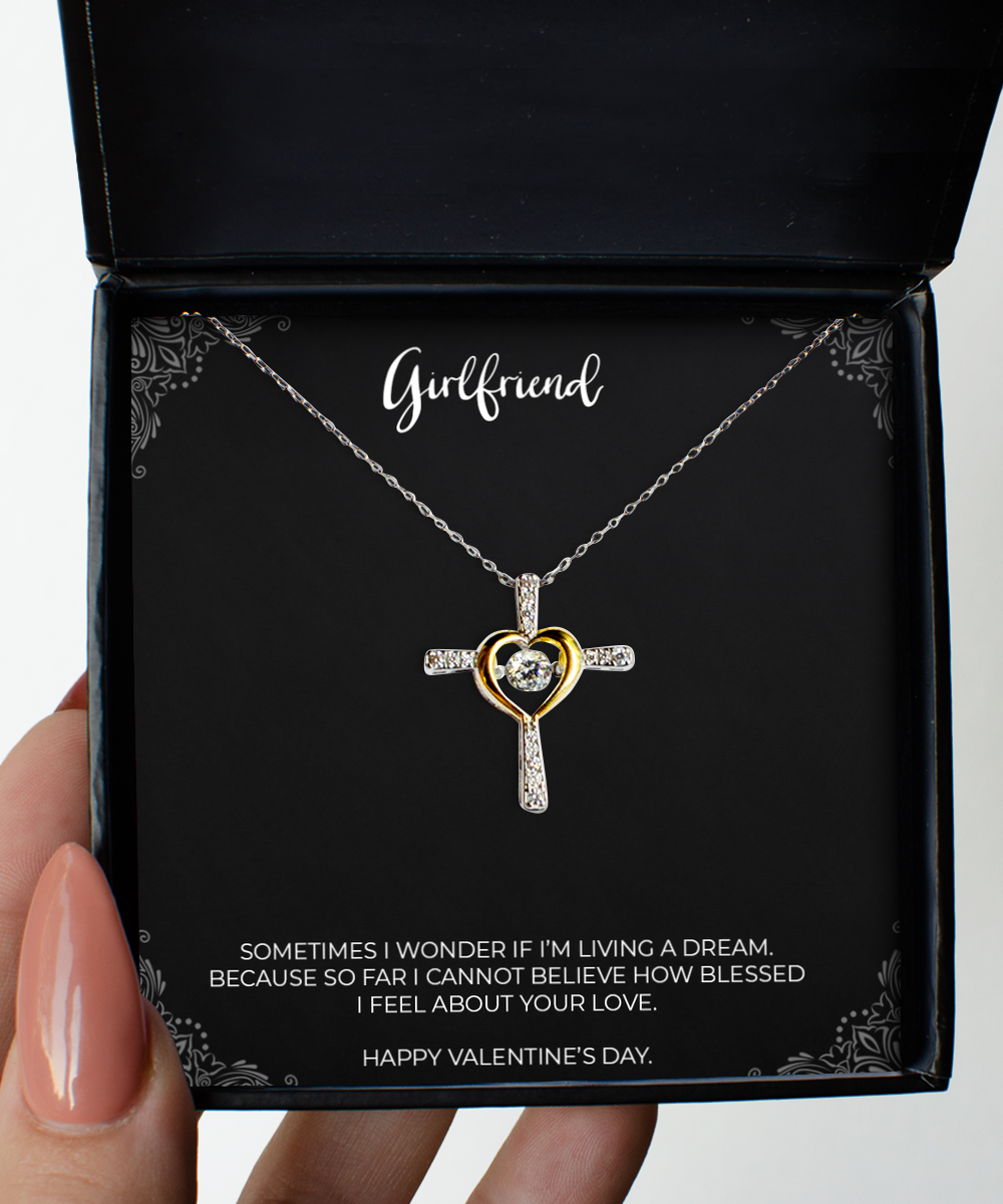 To My Girlfriend, Living A Dream, Cross Dancing Necklace For Women, Valentines Day Gifts From Boyfriend