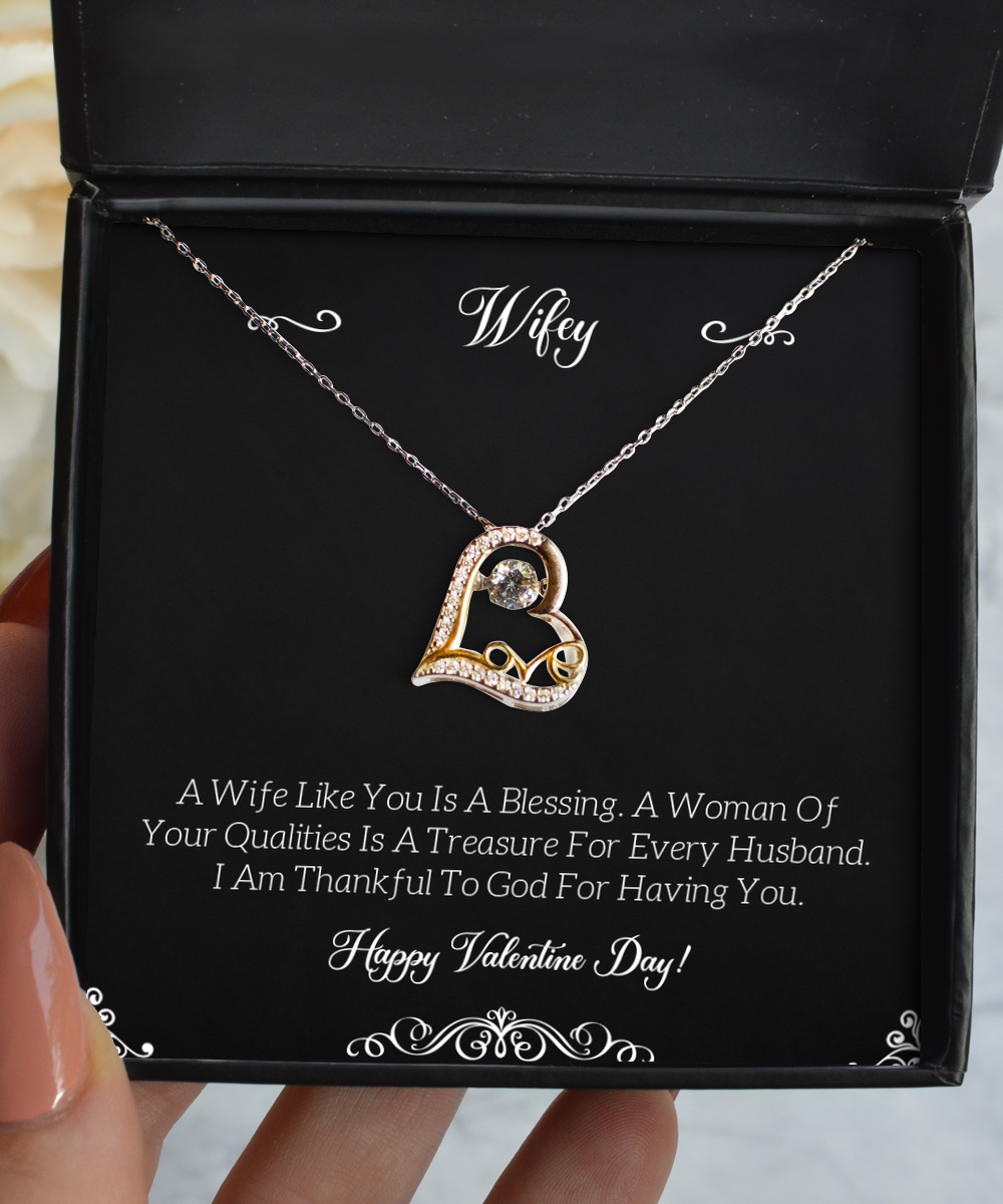 To My Wife, Thankful To God, Love Dancing Necklace For Women, Valentines Day Gifts From Husband