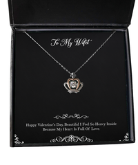 Load image into Gallery viewer, To My Wife, My Heart Is Full, Crown Pendant Necklace For Women, Valentines Day Gifts From Husband
