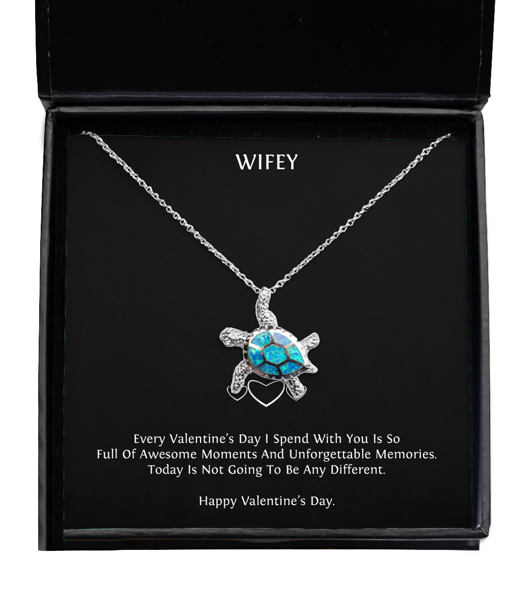 To My Wife, Unforgettable Memories, Opal Turtle Necklace For Women, Valentines Day Gifts From Husband