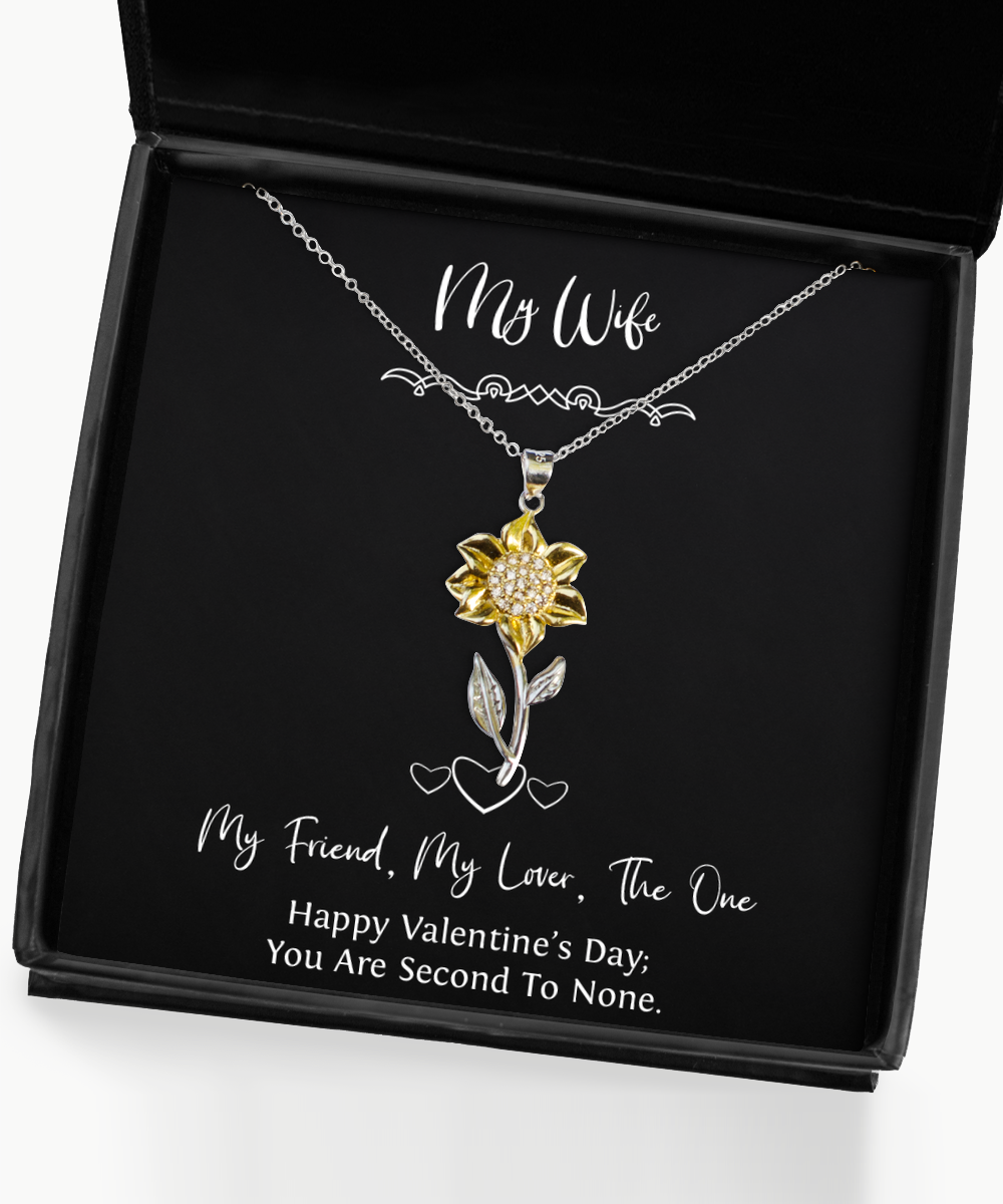 To My Wife, My Lover, Sunflower Pendant Necklace For Women, Valentines Day Gifts From Husband