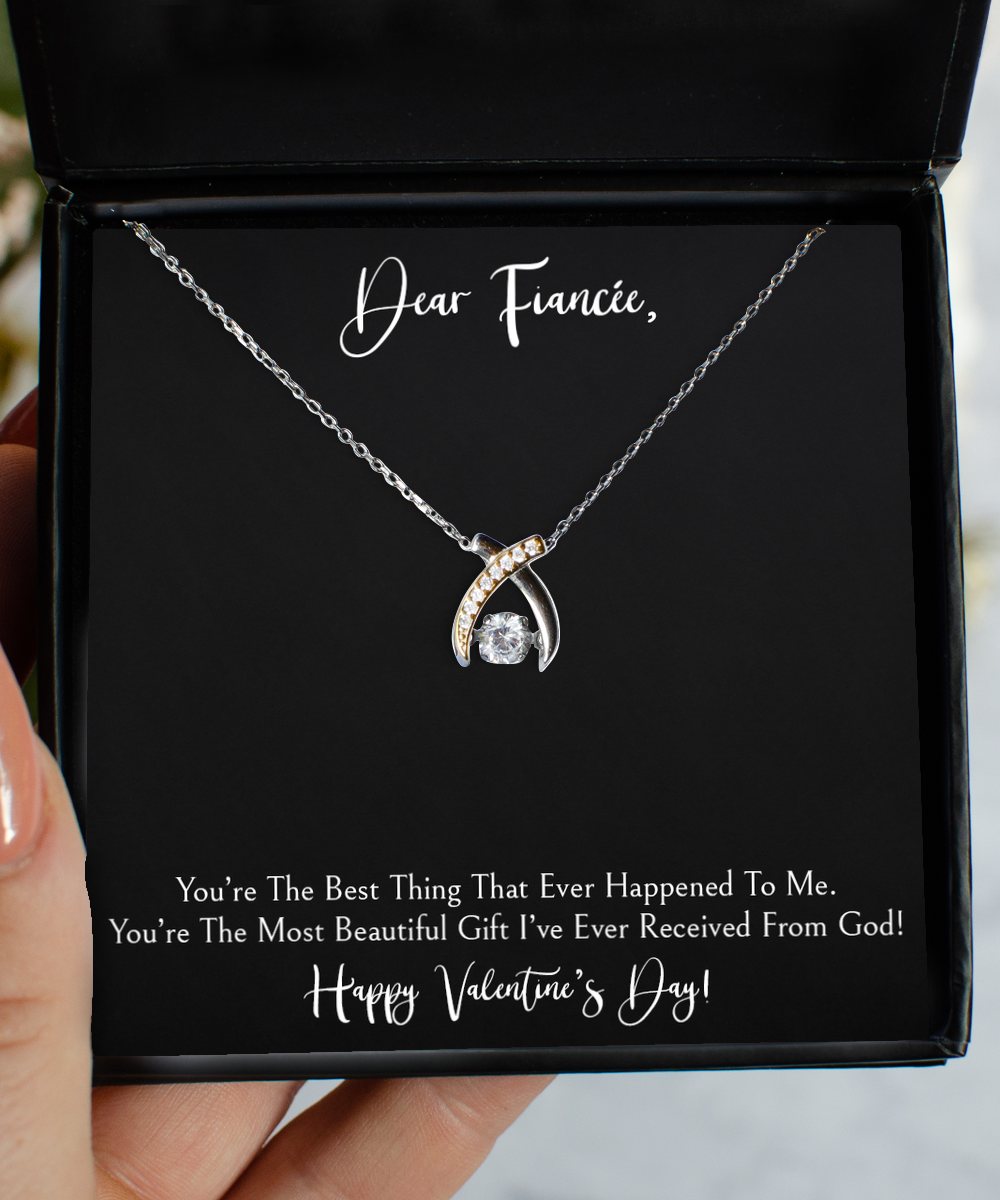 To My Fiancée, You’re The Best, Wishbone Dancing Necklace For Women, Valentines Day Gifts From Fiancé