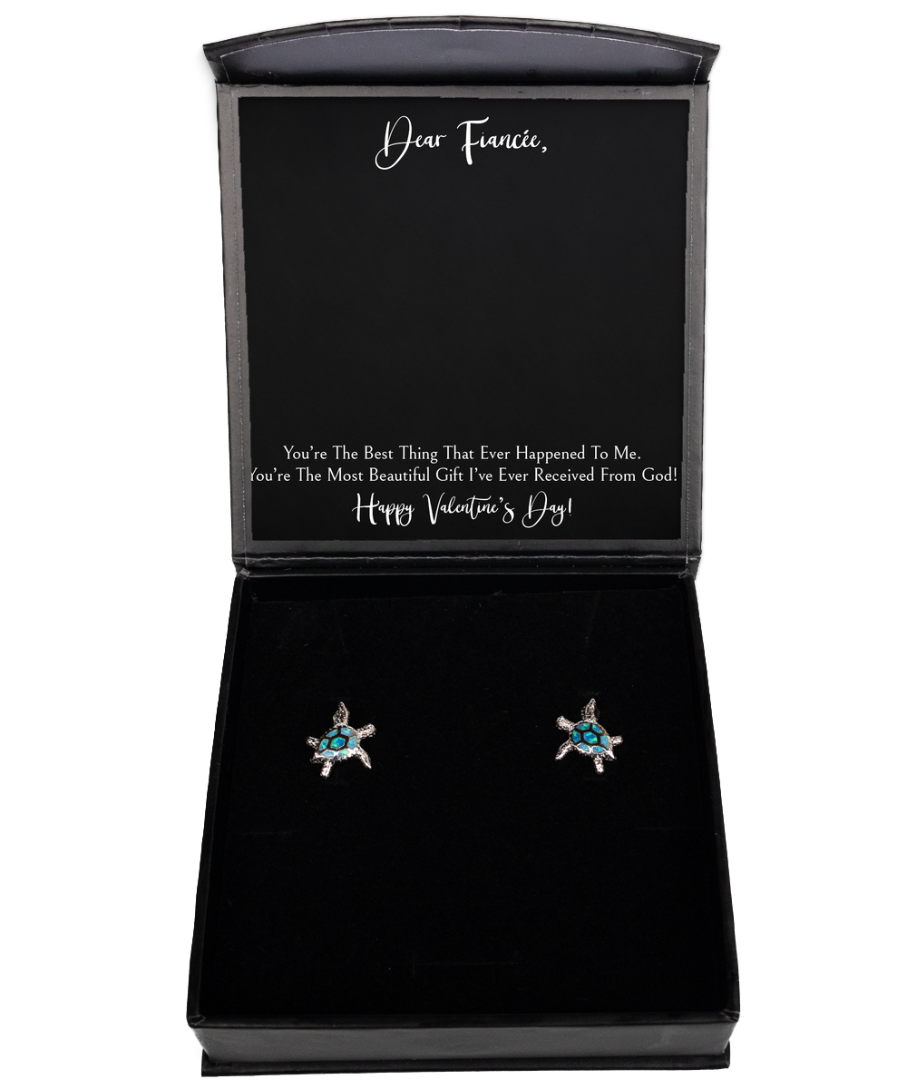 To My Fiancée, You’re The Best, Opal Turtle Earrings For Women, Valentines Day Gifts From Fiancé