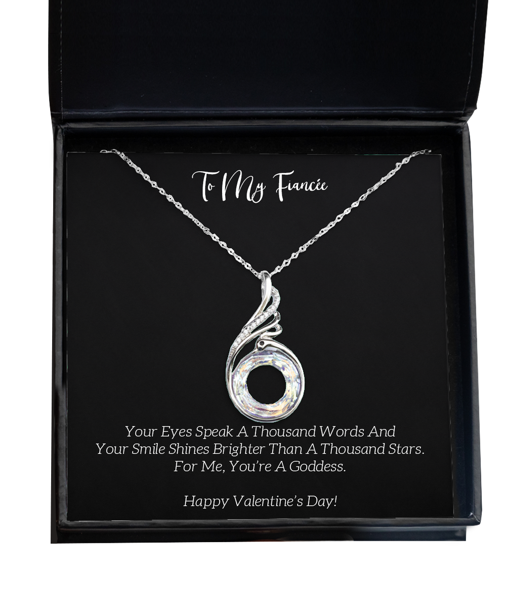 To My Fiancée, You’re A Goddess, Rising Phoenix Necklace For Women, Valentines Day Gifts From Fiancé