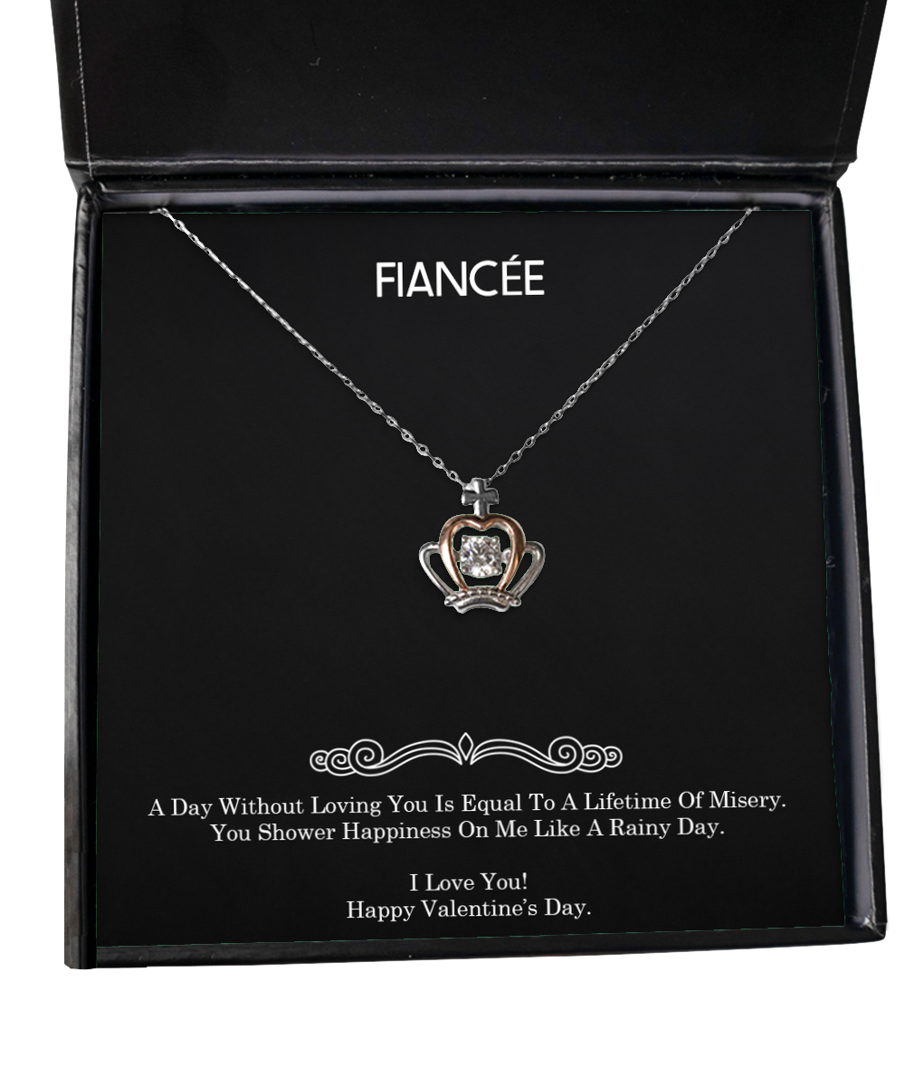 To My Fiancée, I Love You!, Crown Pendant Necklace For Women, Valentines Day Gifts From Fiancé