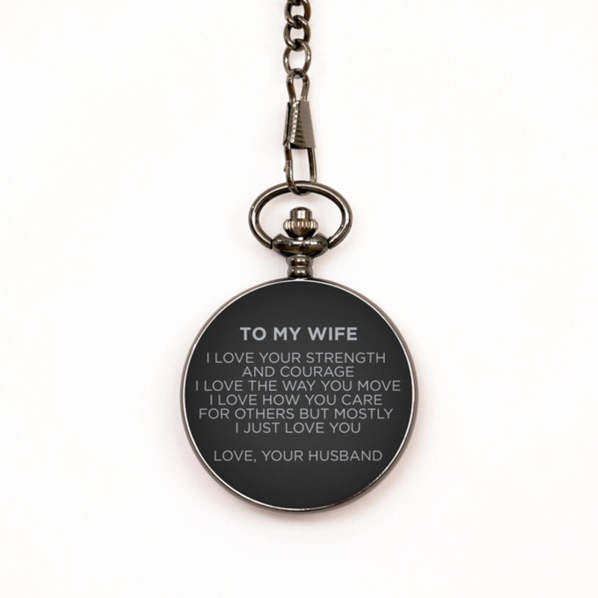 To My Wife Black Pocket Watch, I Just Love, Birthday Gifts For Wife From Husband, Valentines Gifts For Women