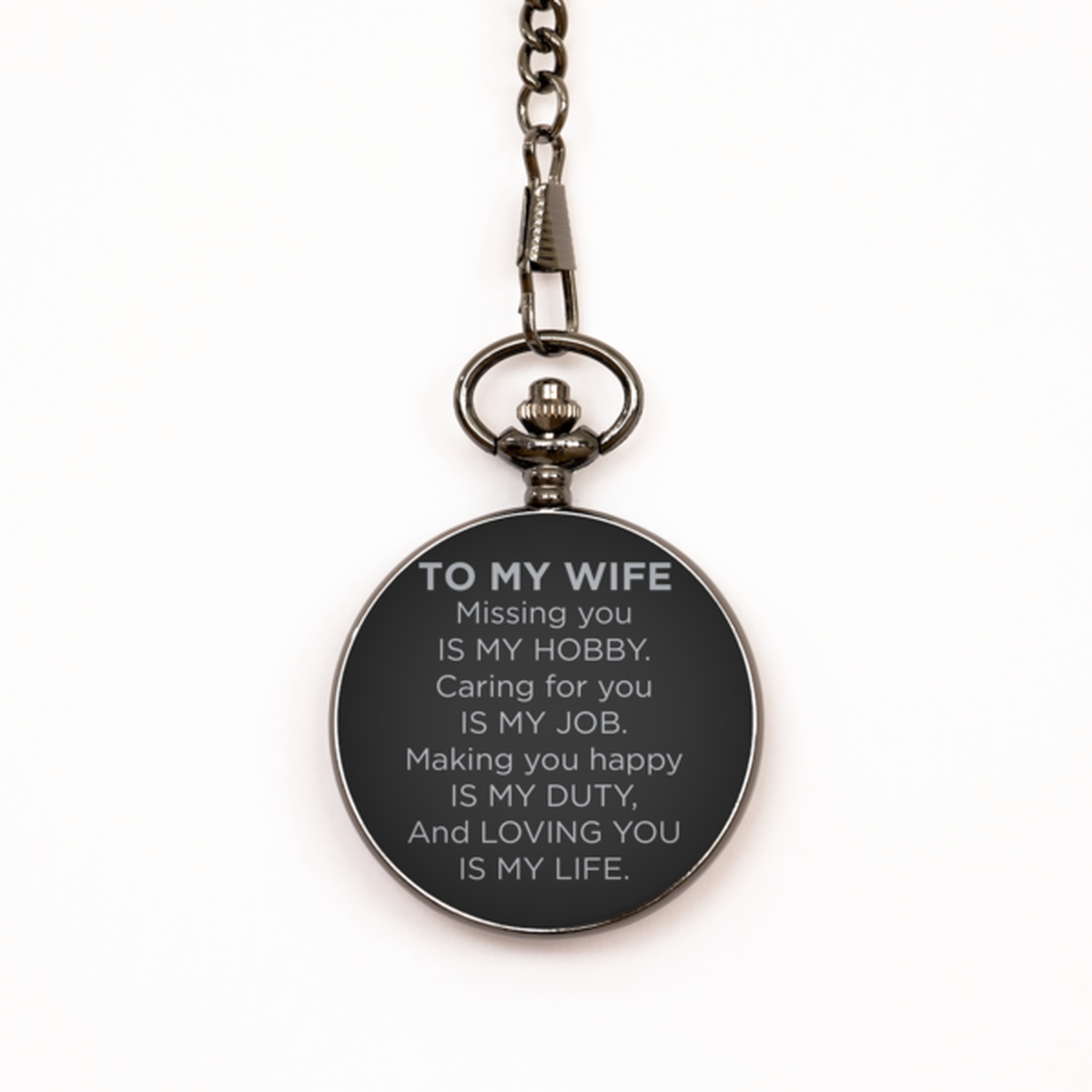 To My Wife Black Pocket Watch, Loving You Is My Life, Birthday Gifts For Wife From Husband, Valentines Gifts For Women