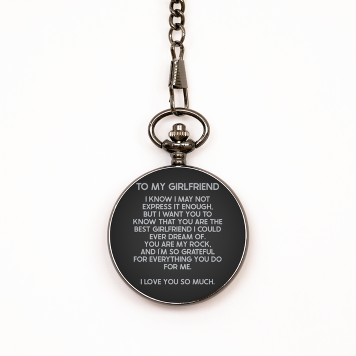 To My Girlfriend Black Pocket Watch, You Are My Rock, Birthday Gifts For Girlfriend From Boyfriend, Valentines Gifts For Women