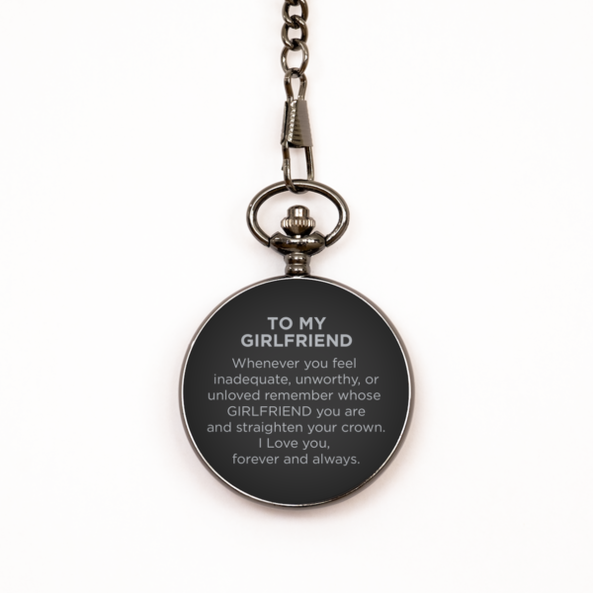 To My Girlfriend Black Pocket Watch, Forever And Always, Birthday Gifts For Girlfriend From Boyfriend, Valentines Gifts For Women