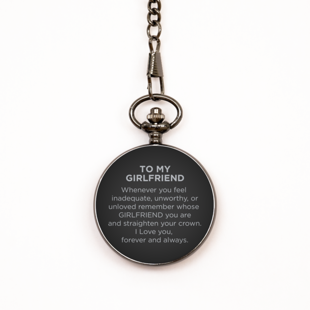 To My Girlfriend Black Pocket Watch, Forever And Always, Birthday Gifts For Girlfriend From Boyfriend, Valentines Gifts For Women