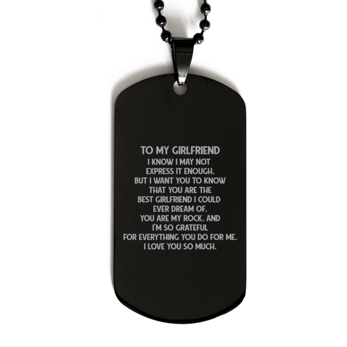 To My Girlfriend Black Dog Tag, I Love You So Much, Birthday Gifts For Girlfriend From Boyfriend, Valentines Gifts For Women