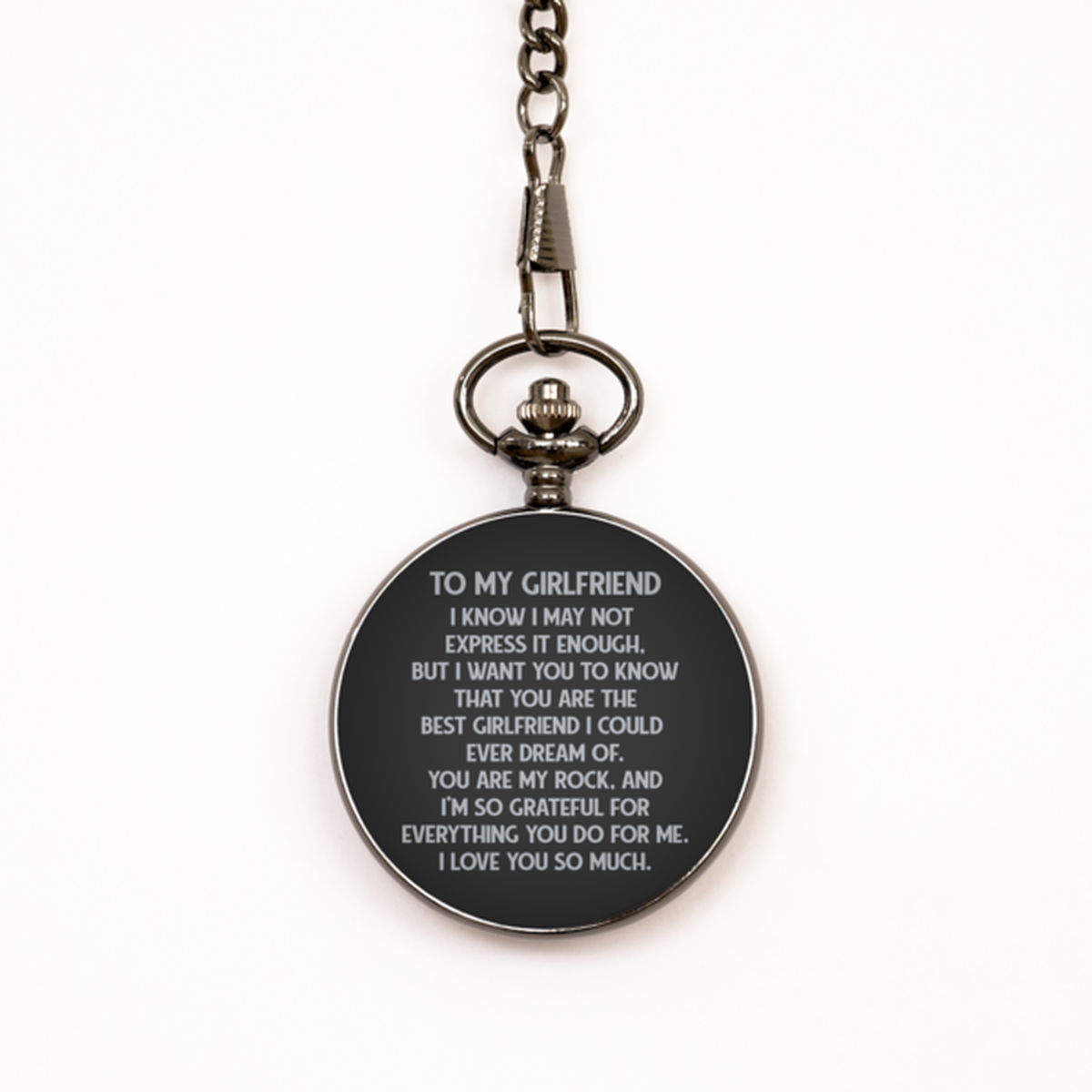 To My Girlfriend Black Pocket Watch, I Love You So Much, Birthday Gifts For Girlfriend From Boyfriend, Valentines Gifts For Women