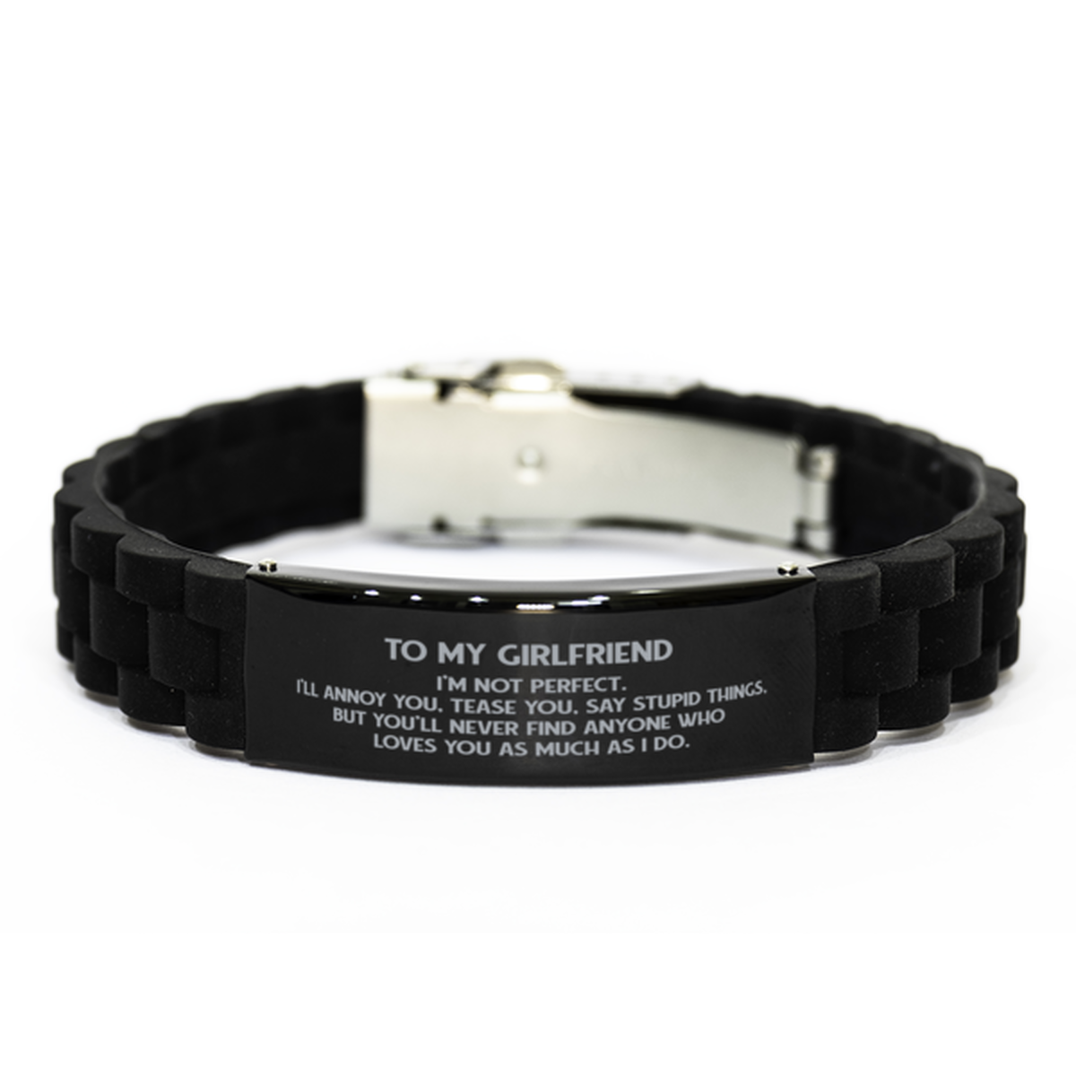 To My Girlfriend Black Bracelet, I'M Not Perfect, Birthday Gifts For Girlfriend From Boyfriend, Valentines Gifts For Women