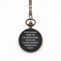 Load image into Gallery viewer, To My Husband Black Pocket Watch, Thank You Always, Valentines  Gifts For Husband From Wife, Birthday Gifts For Men
