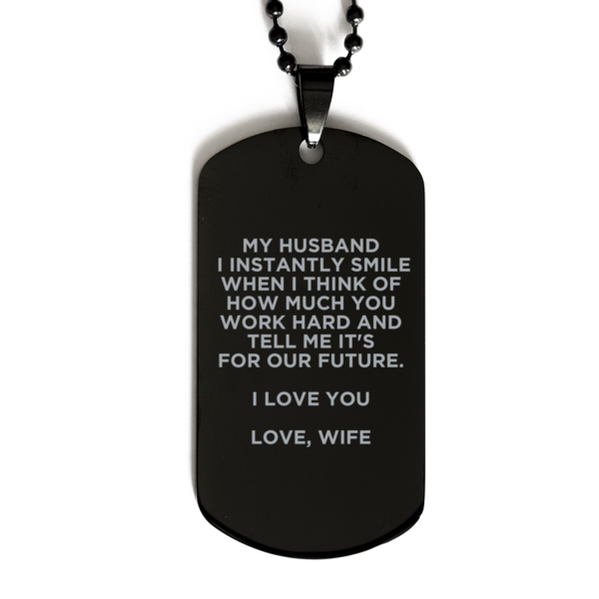 To My Husband Black Dog Tag, For Our Future , Valentines  Gifts For Husband From Wife, Birthday Gifts For Men